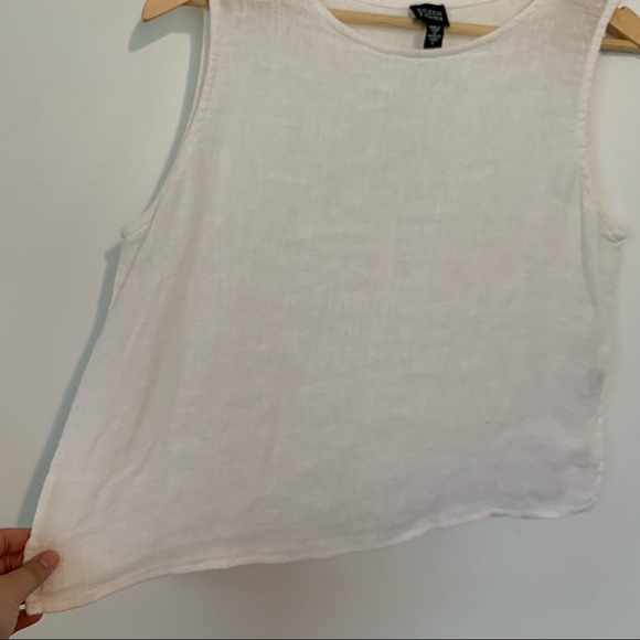 Eileen Fisher | white linen boxy cropped tank top - Picture 3 of 8